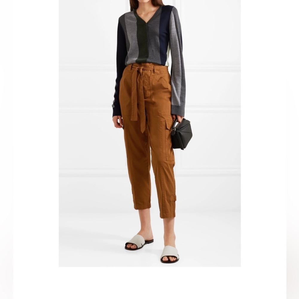 ALEX MILL Womens Expedition Cotton Belted Cargo Pants Russet Brown size 2